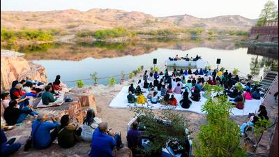 A morning concert by the Jaswant Thada Lake at Sacred Spirit Festival 2023. (Mehrangarh Museum Trust and Bling Ping Motion Pictures) A morning concert by the Jaswant Thada Lake at Sacred Spirit Festival 2023. (Mehrangarh Museum Trust and Bling Ping Motion Pictures)