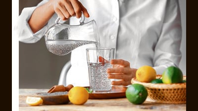 Add sabja and lemon to water for a refreshing and nourishing drink (Shutterstock) Add sabja and lemon to water for a refreshing and nourishing drink (Shutterstock)