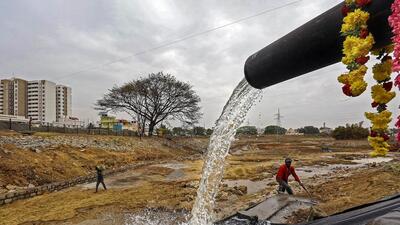 After images and videos of the civic body BBMP dumping truckloads of soil in the middle of Hosakerehalli Lake have surfaced. (PTI) After images and videos of the civic body BBMP dumping truckloads of soil in the middle of Hosakerehalli Lake have surfaced. (PTI)