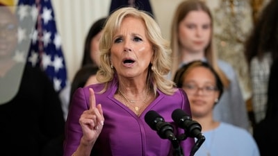 Jill Biden On Women's Rights: First lady Jill Biden speaks during an event. (AP) Jill Biden On Women's Rights: First lady Jill Biden speaks during an event. (AP)
