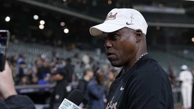 Carl Lewis gives an interview before the Cactus Jack Foundation HBCU Celebrity Softball Classic, Thursday, Feb. 16, 2023, in Houston. (AP Photo/Kevin M. Cox) (AP) Carl Lewis gives an interview before the Cactus Jack Foundation HBCU Celebrity Softball Classic, Thursday, Feb. 16, 2023, in Houston. (AP Photo/Kevin M. Cox) (AP)
