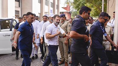Congress leader Rahul Gandhi arriving at Surat district court. (PTI)