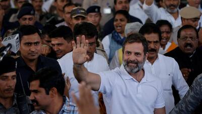 Congress leader Rahul Gandhi outside Surat court on Thursday. (Reuters) Congress leader Rahul Gandhi outside Surat court on Thursday. (Reuters)
