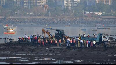 On Thursday morning, the BMC’s G North ward staff and the collectorate staff went to Mahim and demolished the makeshift structure in the sea. (Bhushan Koyande/HT Photo) On Thursday morning, the BMC’s G North ward staff and the collectorate staff went to Mahim and demolished the makeshift structure in the sea. (Bhushan Koyande/HT Photo)