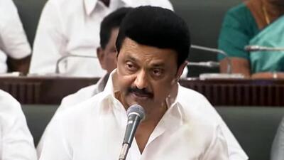 Tamil Nadu chief minister MK Stalin in the state assembly in Chennai on Thursday. (ANI) Tamil Nadu chief minister MK Stalin in the state assembly in Chennai on Thursday. (ANI)
