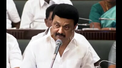 Tamil Nadu chief minister MK Stalin speaks at the Budget Session of the state assembly, in Chennai on Thursday. (ANI)
