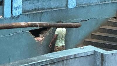 The police said a local resident had made a video of the incident which helped them track the accused. “The accused, who stayed near the bridge, had made the hole the day it rained in the city to keep their belongings under the bridge. They were also trying to make a permanent shelter under the bridge,” said a police officer. (HT PHOTO) The police said a local resident had made a video of the incident which helped them track the accused. “The accused, who stayed near the bridge, had made the hole the day it rained in the city to keep their belongings under the bridge. They were also trying to make a permanent shelter under the bridge,” said a police officer. (HT PHOTO)