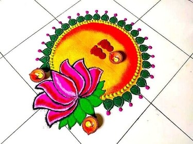 On the second day, create a rangoli design inspired by the lotus flower. (pinterest) On the second day, create a rangoli design inspired by the lotus flower. (pinterest)