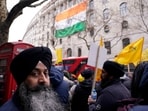 Protestors of the Khalistan movement demonstrate outside of the Indian High Commission in London. Protestors of the Khalistan movement demonstrate outside of the Indian High Commission in London.