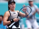 Jessica Pegula of the United States celebrates to the crowd after her straight sets victory against Katherine Sebov Jessica Pegula of the United States celebrates to the crowd after her straight sets victory against Katherine Sebov