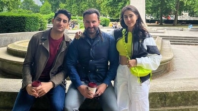 Ibrahim Ali Khan and Sara Ali Khan with their father Saif Ali Khan. Ibrahim Ali Khan and Sara Ali Khan with their father Saif Ali Khan.