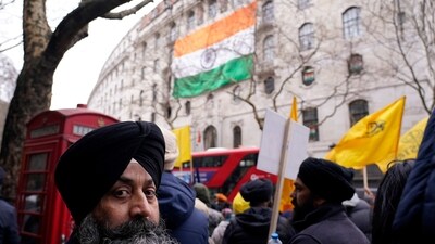 Protestors of the Khalistan movement demonstrate outside of the Indian High Commission in London. (AP) Protestors of the Khalistan movement demonstrate outside of the Indian High Commission in London. (AP)
