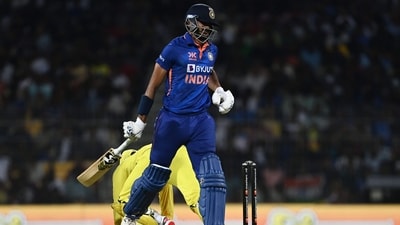 India's Axar Patel reacts after being run out during the third one-day international (ODI) cricket match between India and Australia at the M.A. Chidambaram Stadium in Chennai. (AFP) India's Axar Patel reacts after being run out during the third one-day international (ODI) cricket match between India and Australia at the M.A. Chidambaram Stadium in Chennai. (AFP)