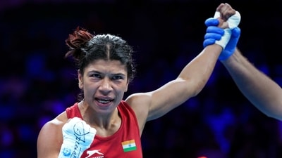 New Delhi: India's Nikhat Zareen reacts after winning her 48kg-50kg (Light Flyweight) category semifinals match against Colombia's Ingrit Valencia at the 2023 IBA Women's Boxing World Championships, in New Delhi, Thursday, March 23, 2023. (PTI Photo/Gurinder Osan)(PTI03_23_2023_000207B) (PTI) New Delhi: India's Nikhat Zareen reacts after winning her 48kg-50kg (Light Flyweight) category semifinals match against Colombia's Ingrit Valencia at the 2023 IBA Women's Boxing World Championships, in New Delhi, Thursday, March 23, 2023. (PTI Photo/Gurinder Osan)(PTI03_23_2023_000207B) (PTI)