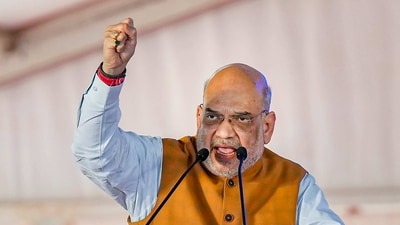 Union Home Minister Amit Shah in Bengaluru on Friday. (PTI Photo/Shailendra Bhojak) Union Home Minister Amit Shah in Bengaluru on Friday. (PTI Photo/Shailendra Bhojak)