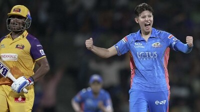 Issy Wong was in hot bowling form and took four wickets for MI, including a hat-trick. Meanwhile, Saika Ishaque bagged two wickets. (PTI) Issy Wong was in hot bowling form and took four wickets for MI, including a hat-trick. Meanwhile, Saika Ishaque bagged two wickets. (PTI)