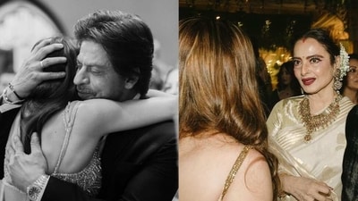 Shah Rukh Khan gave Alanna Panday a hug and Rekha shared a conversation with her. Shah Rukh Khan gave Alanna Panday a hug and Rekha shared a conversation with her.