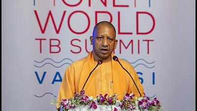 Uttar Pradesh chief minister Yogi Adityanath at the OneWorld TB Summit in Varanasi on Friday. (PTI PHOTO) Uttar Pradesh chief minister Yogi Adityanath at the OneWorld TB Summit in Varanasi on Friday. (PTI PHOTO)