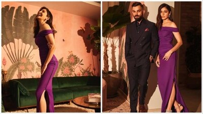 Anushka Sharma and Virat Kohli posed for some photos before leaving for their 'date night'. Anushka Sharma and Virat Kohli posed for some photos before leaving for their 'date night'.