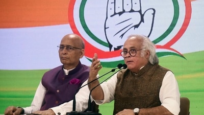 Congress leaders Jairam Ramesh and Abhishek Manu Singhvi address the press conference, at AICC, in New Delhi on Friday. (ANI Photo) Congress leaders Jairam Ramesh and Abhishek Manu Singhvi address the press conference, at AICC, in New Delhi on Friday. (ANI Photo)