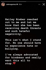 Selena posted a statement on her Instagram Stories. Selena posted a statement on her Instagram Stories.