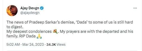 Ajay Devgn shared a tweet.