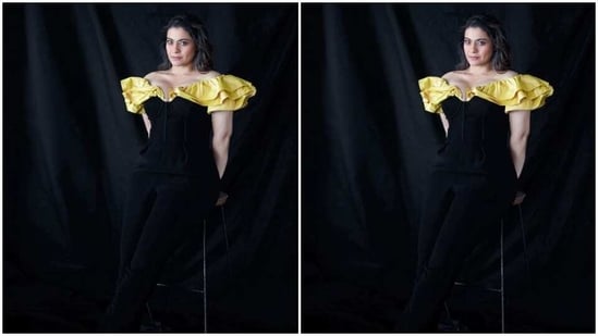 Styled by fashion stylist Radhika Mehra, Kajol wore black stilettos with her jumpsuit, wore her tresses open with a side part and decked up in nude eyeshadow, black eyeliner, black kohl, mascara-laden eyelashes, drawn eyebrows, contoured cheeks and a shade of nude lipstick.&nbsp;(Instagram/@kajol)