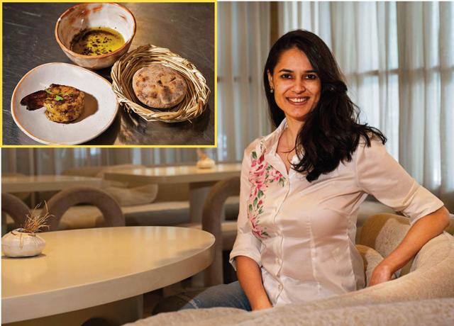 Vanika Choudhary’s efforts to protect hyper-local, regional food leads her to create dishes like this khambir roti, thangthur, skotse, charred tiger prawns and umbok. (Anshuman Poyrekar/Hindustan Times) Vanika Choudhary’s efforts to protect hyper-local, regional food leads her to create dishes like this khambir roti, thangthur, skotse, charred tiger prawns and umbok. (Anshuman Poyrekar/Hindustan Times)