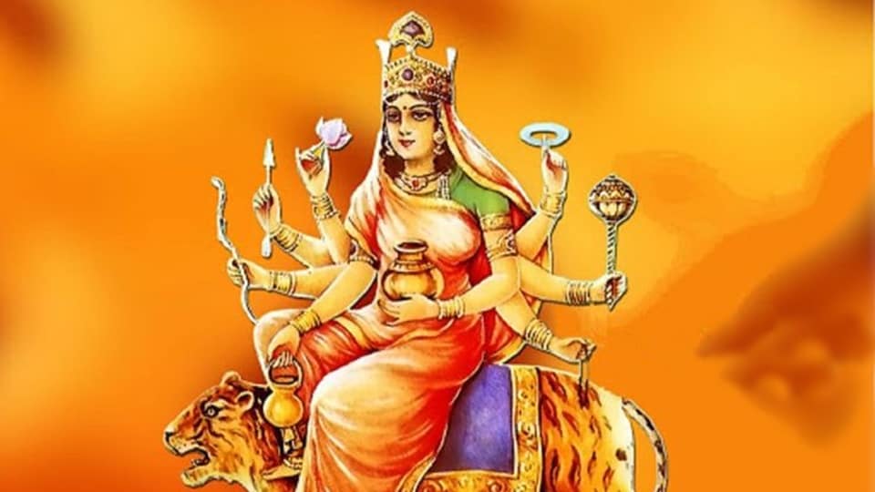 Chaitra Navratri 2023 Day 4: Maa Kushmanda, who's known to have created the universe with her smile, resides in the abode of the Sun God. (Pinterest) Chaitra Navratri 2023 Day 4: Maa Kushmanda, who's known to have created the universe with her smile, resides in the abode of the Sun God. (Pinterest)