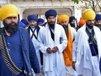 Waris Punjab De chief Amritpal Singh with his followers.