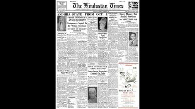 HT This Day: March 26, 1953 -- Andhra state from Oct 1 HT This Day: March 26, 1953 -- Andhra state from Oct 1