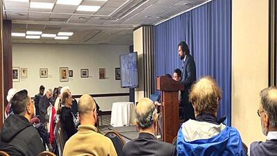 Baramulla municipal council president Touseef Raina speaks during the panel discussion titled ‘Kashmir: From Turmoil to Transformation’ at the National Press Club, in Washington on Thursday. (ANI)