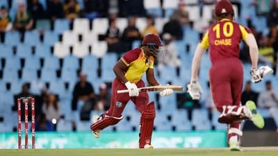 West Indies' Rovman Powell (L) and Roston Chase run between the wickets during the first T20I against South Africa (AFP) West Indies' Rovman Powell (L) and Roston Chase run between the wickets during the first T20I against South Africa (AFP)