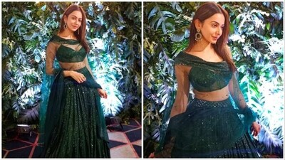 Rakul Preet, an avid social media user, never fails to impress her fans and fashion gurus with her impeccable wardrobe picks. From traditional Indian wear to fancy gowns, the Runway 34 actor knows how to pull off any look effortlessly. For a recent family wedding, she kept it bling in a green contemporary lehenga set. (Instagram/@rakulpreet) Rakul Preet, an avid social media user, never fails to impress her fans and fashion gurus with her impeccable wardrobe picks. From traditional Indian wear to fancy gowns, the Runway 34 actor knows how to pull off any look effortlessly. For a recent family wedding, she kept it bling in a green contemporary lehenga set. (Instagram/@rakulpreet)