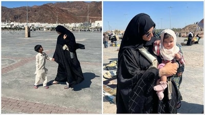 Sania Mirza recently jetted off to the twin holy cities of Saudi Arabia with her family and performed Umrah. She shared images of herself with her family on her Instagram handle and captioned her post, "Allhamdulillah 🤲🏽 May Allah accept our prayers ..." (Instagram/@mirzasaniar) Sania Mirza recently jetted off to the twin holy cities of Saudi Arabia with her family and performed Umrah. She shared images of herself with her family on her Instagram handle and captioned her post, "Allhamdulillah 🤲🏽 May Allah accept our prayers ..." (Instagram/@mirzasaniar)
