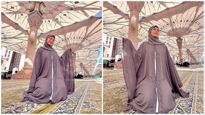 Hina Khan arrived in Mecca with her family where she has performed her first Umrah. She shared a string of pictures which she captioned, "Labaik Allahuma Labbaik Bismillah.." (Instagram/@realhinakhan) Hina Khan arrived in Mecca with her family where she has performed her first Umrah. She shared a string of pictures which she captioned, "Labaik Allahuma Labbaik Bismillah.." (Instagram/@realhinakhan)