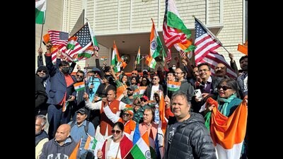 Indian-Americans gather outside the Consulate General of India in support of India, in San Francisco, USA. (PTI Photo) Indian-Americans gather outside the Consulate General of India in support of India, in San Francisco, USA. (PTI Photo)