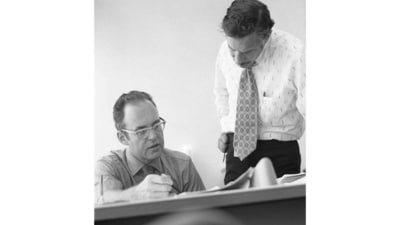 Gordon Moore (L) with Robert Noyce (R) founded Intel in July 1968. (Intel corporation) Gordon Moore (L) with Robert Noyce (R) founded Intel in July 1968. (Intel corporation)