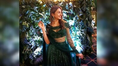 In the pictures shared, Rakul Preet can be seen striking some adorable poses for the camera flaunting her outfit. (Instagram/@rakul preet) In the pictures shared, Rakul Preet can be seen striking some adorable poses for the camera flaunting her outfit. (Instagram/@rakul preet)