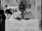 The image, taken from the video, shows Lt Gen KJS Dhillon (retd) holding up a placard. 