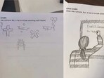A screengrab from the video. It captures students' math-related drawings. A screengrab from the video. It captures students' math-related drawings.