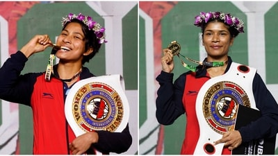 Boxers Nikhat Zareen (R) and Lovlina Borgohain (L). (PTI) Boxers Nikhat Zareen (R) and Lovlina Borgohain (L). (PTI)