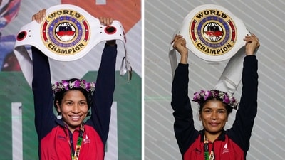 Lovlina Borgohain (L) and Nikhat Zareen posing with their medals during award ceremony (PTI) Lovlina Borgohain (L) and Nikhat Zareen posing with their medals during award ceremony (PTI)