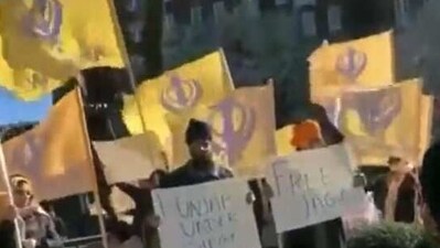 Khalistan supporters protest outside India's embassy in Washington (ANI)