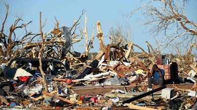 A deadly tornado and strong thunderstorms swept across Mississippi and Alabama late on March 24 killing at least 26 people as it levelled hundreds of buildings and spawned at least one devastating tornado. (Getty Images via AFP) A deadly tornado and strong thunderstorms swept across Mississippi and Alabama late on March 24 killing at least 26 people as it levelled hundreds of buildings and spawned at least one devastating tornado. (Getty Images via AFP)