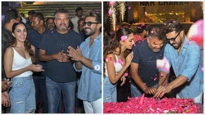 Kiara Advani and the crew of RC15 celebrated Ram Charan's birthday a little early. Kiara Advani and the crew of RC15 celebrated Ram Charan's birthday a little early.