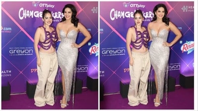 Uorfi Javed and Sunny Leone at the OTTPlay ChangeMakers Awards 2023. Uorfi Javed and Sunny Leone at the OTTPlay ChangeMakers Awards 2023.