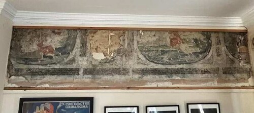 Luke Budworth discovered the paintings while renovating kitchen. (BBC/ Luke Budworth) Luke Budworth discovered the paintings while renovating kitchen. (BBC/ Luke Budworth)
