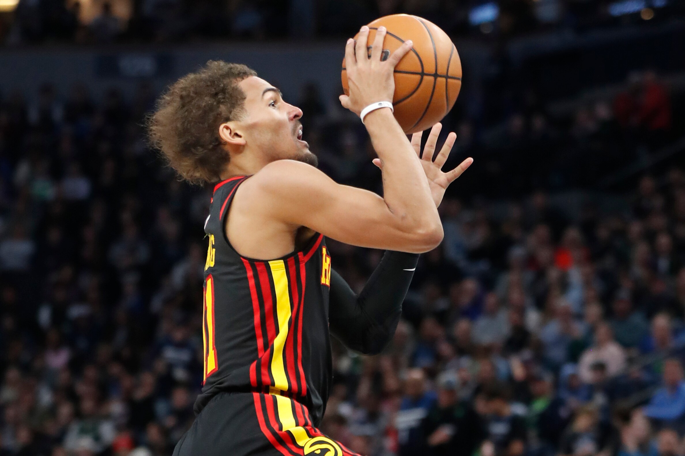 Atlanta Hawks guard Trae Young goes to the basket against the Minnesota Timberwolves in the third quarter of an NBA basketball game Wednesday, March 22, 2023, in Minneapolis. The Timberwolves won 125-124. (AP) Atlanta Hawks guard Trae Young goes to the basket against the Minnesota Timberwolves in the third quarter of an NBA basketball game Wednesday, March 22, 2023, in Minneapolis. The Timberwolves won 125-124. (AP)