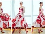 Aditi Rao Hydari recently attended the trailer launch of her series Jubilee wearing a gorgeous red floral dress by Gauri and Nainika.&nbsp;